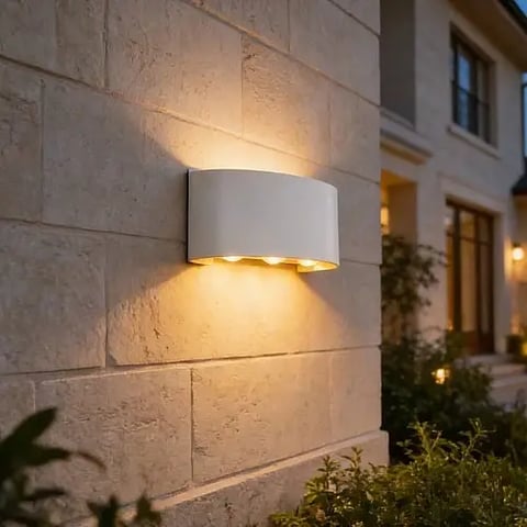 جداري بوابة خارجي ابيض لون الانارة اصفر مجوز 6عين LED