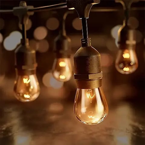 عقد زينة 100 متر مع 100 قواعد لمبات