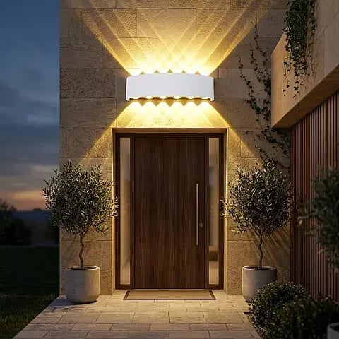 أبليك جداري خارجي 12 عدسة LED أبيض - إضاءة بوابات فخمة المينيوم