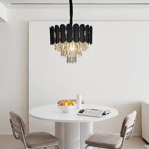 نجف مودرن اسود مع ذهبي قطر 40 سم E14*5L