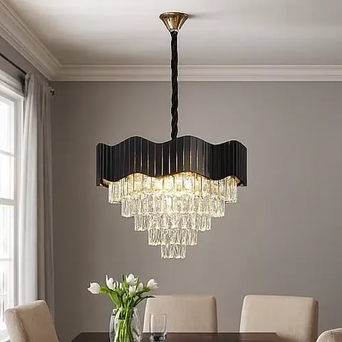نجف مودرن غطاء اسود مع ذهبي E14*9L مقاس 60 سم