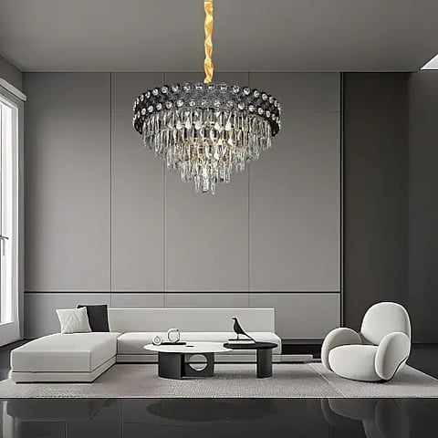 علاقي مودرن اسود + ذهبي E14*9 مقاس 600 ملم