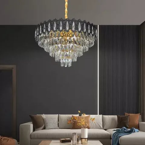 علاقي مودرن اسود + ذهبي E14*9 مقاس 600 ملم