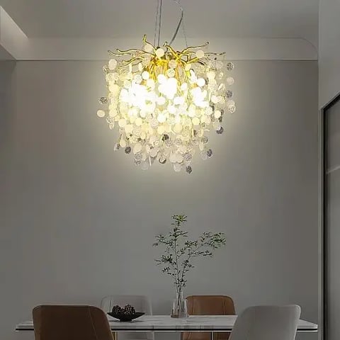 نجف مودرن ذهبي مع شفاف مع ابيض E14*6 لمبة قطر 45 سم
