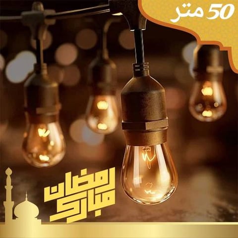 عقد زينة 50 متر مع 50 قواعد لمبات
