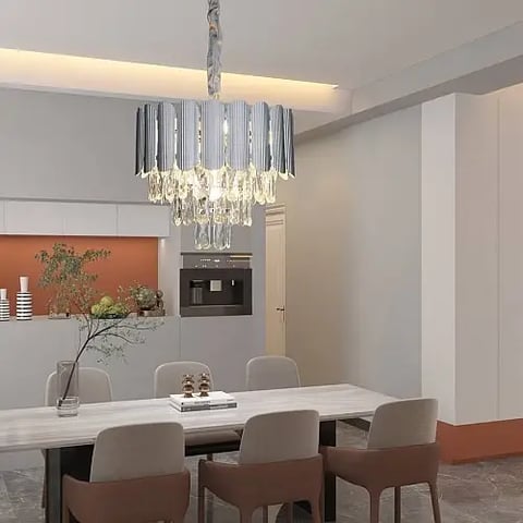 نجف مودرن فضي قطر 40 سم E14*5L