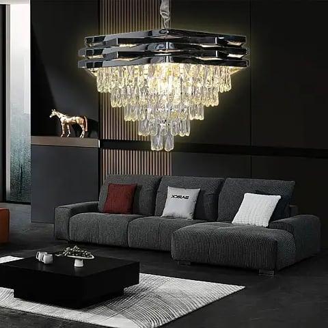 نجف شيمر لق كريستال فضي 60 سم E14*9L