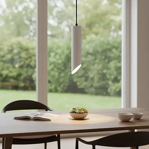 سلندر علاقي اسطواني طويل مفرد ابيض قطر 55*300 ملم لمبة نوع GU10
