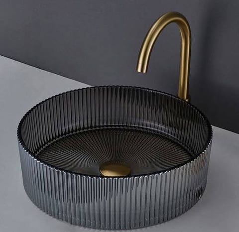 حوض مغسلة كرستال اسود بدون هراب مقاس36*36 فيركو  VERCO 