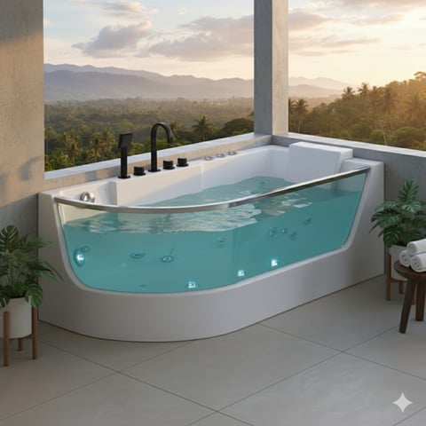 جاكوزي فيركو فاخر نصف زاوية ابيض ( L ) مقاس VERCO 165*80 cm