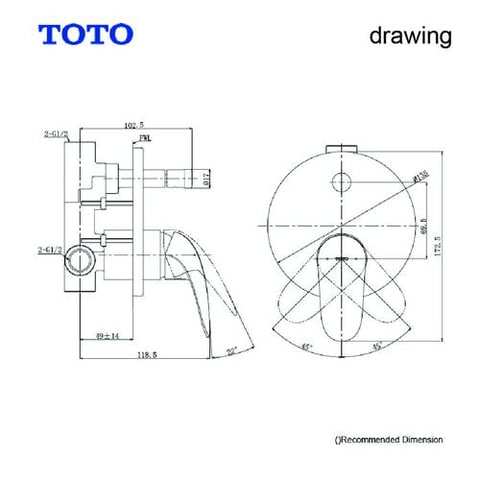 TOTO TBS03304B  خلاط دش مخفي مع قاعدة كروم