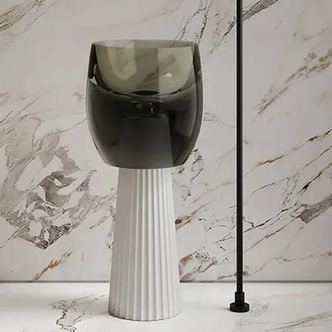 مغسلة ديكور زجاج طويلة اخضر ابيض فيركو 40*40 VERCO 
