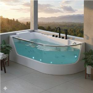 جاكوزي فيركو فاخر نصف زاوية ابيض ( R ) مقاس VERCO 165*80 cm