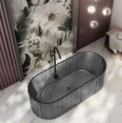 مغطس / بانيو ديكور فاخر زجاج اسود مخطط VERCO 170*75