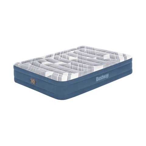 Bestway 2.03m x 1.52m x 46cm Tritech Fashion Flock Air Mattress Queen Built-in AC Pump