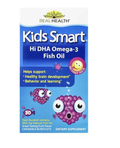 بيوغلان ®Kids Smart، زيت سمك غني بحمض الأوميغا 3 الدوكوزاهيكسنويك (DHA)، بنكهة الفواكه، 30 كبسولة معززة قابلة للمضغ
