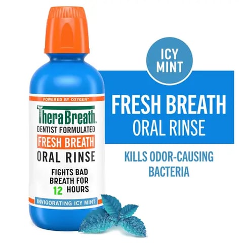 غسول الفم TheraBreath  بالنعناع المثلج  Icy Mint الفعّال لعلاج رائحة الفم الكريهة من – 500 مل
