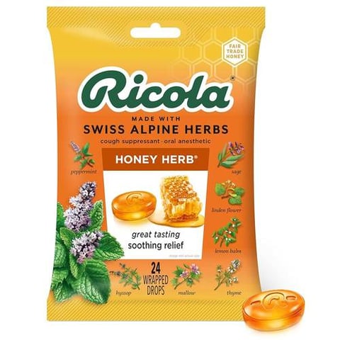 Ricola Honey Herb – ريكولا حلوى بالعسل السويسري و10 أعشاب لراحة الحلق (24 حبة)