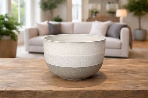 اصيص سيراميك فاخر  فتحة وسعة لون رصاصي مقاس 21*21*14cm