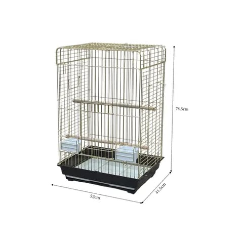 Dayang Large Metal Bird Cage Model for Cockatiel & Parrots w/ Perches & Feeders – 78.5 cm - Gold