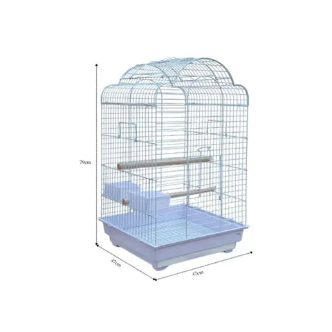 Dayang Dome Top Bird Cage Model w/ Perches & Feeders for Medium/Large Birds – 79 cm - White