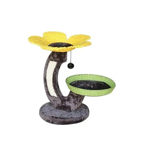 Felyn Go Plush Flower Cat Bed and Vertical Scratcher Tower w/ Sisal Post