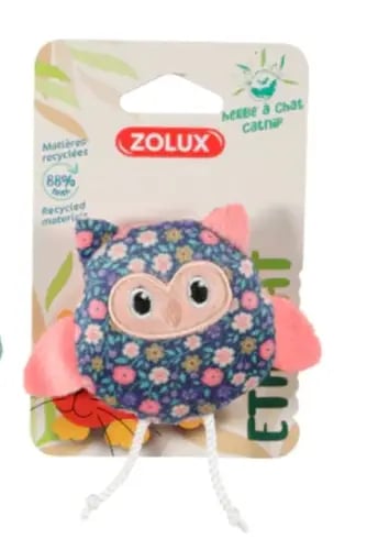 ZOLUX Ethi'cat Owl Cat Toy w/ Catnip Made from Recycled Materials - Floral