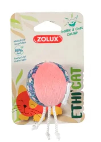 ZOLUX Ethi'cat Cat Ball Toy w/ Catnip, Made from Recycled Materials - Multicolor 