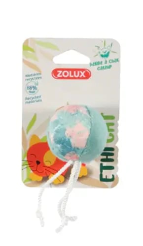 ZOLUX Ethi'cat Cat Ball Toy w/ Catnip, Made from Recycled Materials - Multicolor