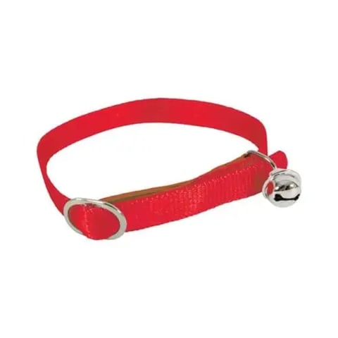 ZOLUX Breakaway Safety Cat Collar, Soft Nylon w/ Small Bell - Solid Red