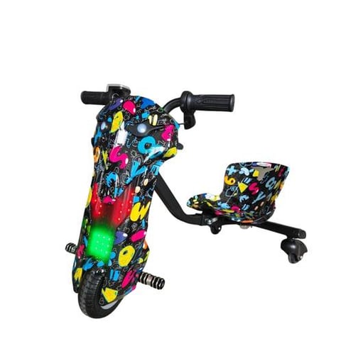 Mini Drift Scooter - 36 Volt Black and Red Lightning Design