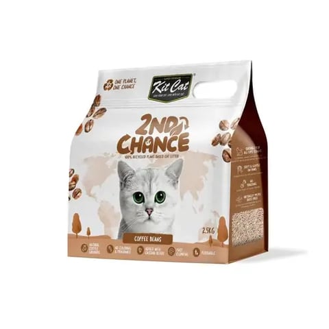 Kit Cat 2nd Chance 100% Recycled Plant-Based Cat Litter, Coffee Beans - 2.5KG