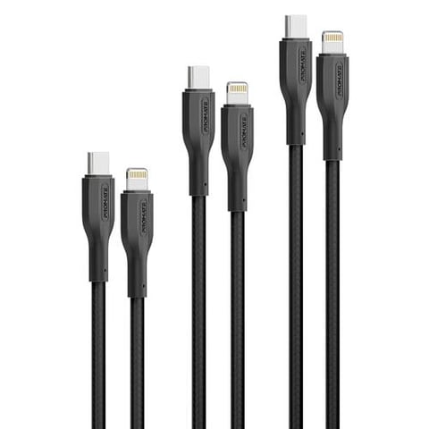 بروميت مجموعة كابلات USB-C إلى Lightning 3 في 1 بقوة 27 واط