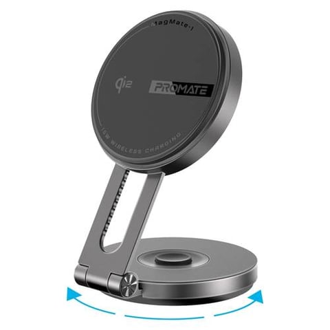 Promate 15W Certified Magnetic Wireless Smartphone Charging Mount – 360° Rotatable & Extending Design