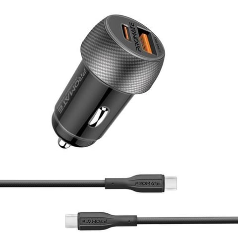 Promate  33W Dual-Port Car Charger Combo with 60W Fast USB-C Cable