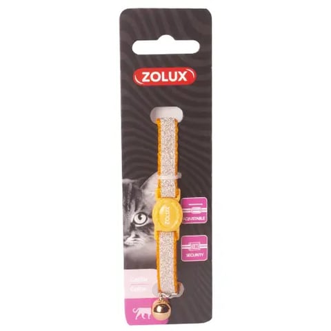 ZOLUX Tempo Nylon Glitter Cat Collar w/ Breakaway Safety Clasp & Bell - Golden Chocolate Color