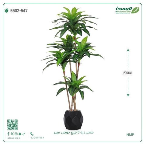 شجرة ذرة صناعية (5 فروع) ارتفاع 205 سم حوض فيبر