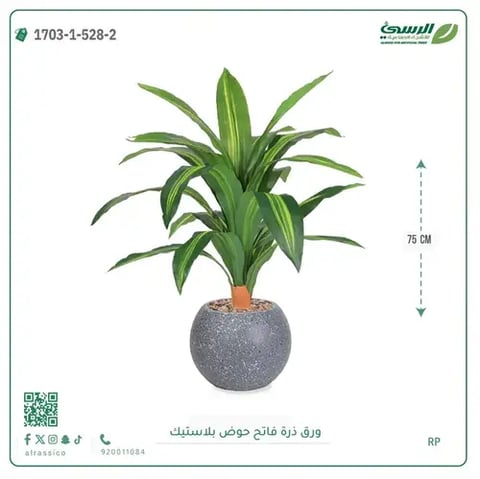 ورق ذرة صناعية (ارتفاع 75 سم) بحوض بلاستيك