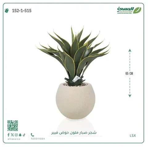 شجرة صبار صناعية ملونة ( ارتفاع 65 سم ) حوض فيبر