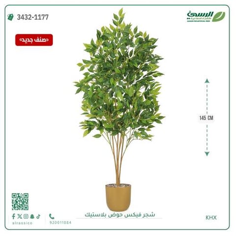 شجرة فيكس صناعية (ارتفاع 145 سم) حوض بلاستيك