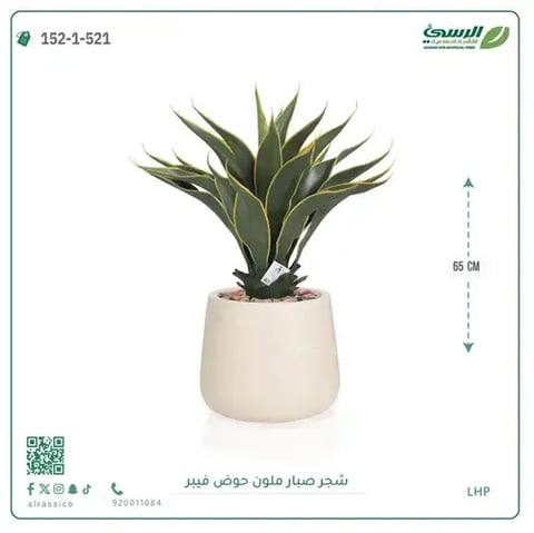 شجرة صبار صناعية ملونة ( ارتفاع 65 سم ) حوض فيبر