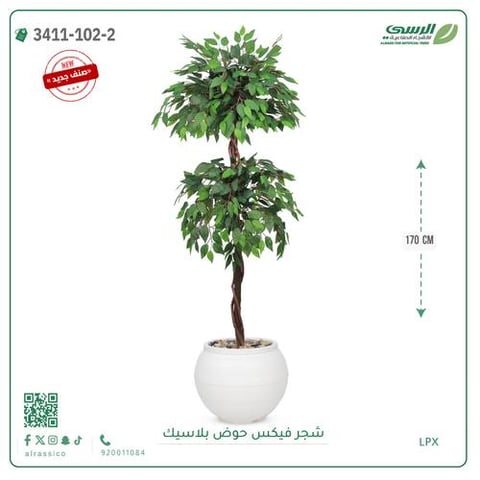 شجرة فيكس صناعية ارتفاع 170 سم في حوض بلاستك