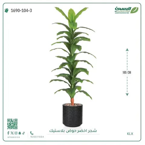 شجرة ذرة صناعية (ارتفاع 185 سم) حوض بلاستيك