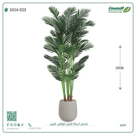 شجر أريكا صناعية ( ارتفاع 220 سم ) حوض فيبر