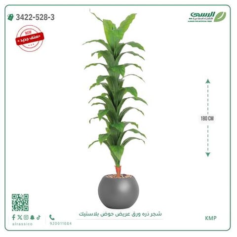 شجرة ذرة صناعية ( ارتفاع 180 سم ) حوض بلاستيك دائري