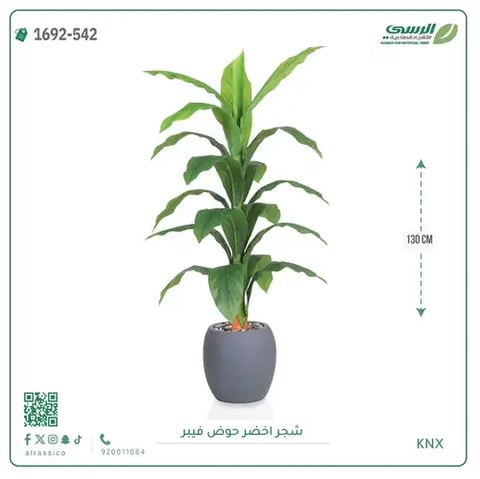 شجرة ورق ذرة صناعية (ارتفاع 130 سم) بحوض فيبر