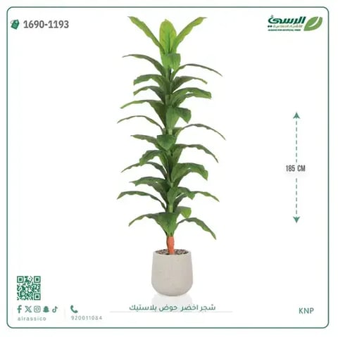 شجرة ذرة صناعية (ارتفاع 185 سم) حوض بلاستيك