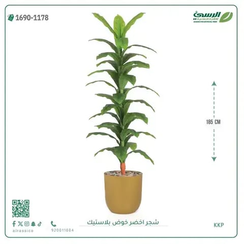 شجرة ذرة صناعية (ارتفاع 185 سم) حوض بلاستيك