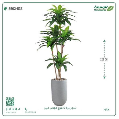 شجرة ذرة صناعية (5 فروع) ارتفاع 220 سم حوض فيبر