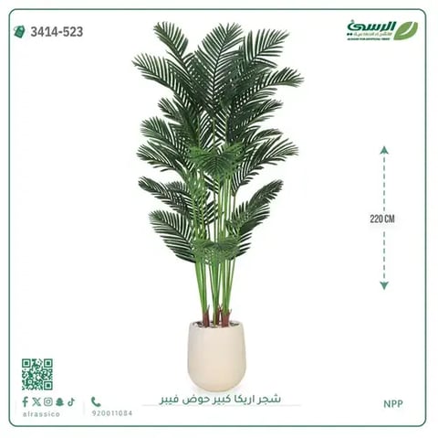 شجر أريكا صناعية ( ارتفاع 220 سم ) حوض فيبر